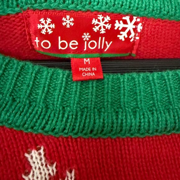 Ugly Christmas Sweater Red Green Sequin Change Naughty Nice Pullover Sweater M - Picture 5 of 11